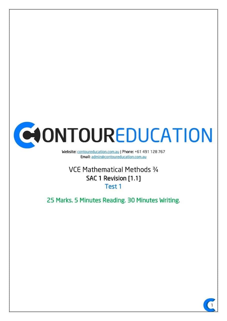 VCE Maths Methods Tutor in Melbourne providing Practice SACs and Exams to Maths Methods Students at Contour Education
